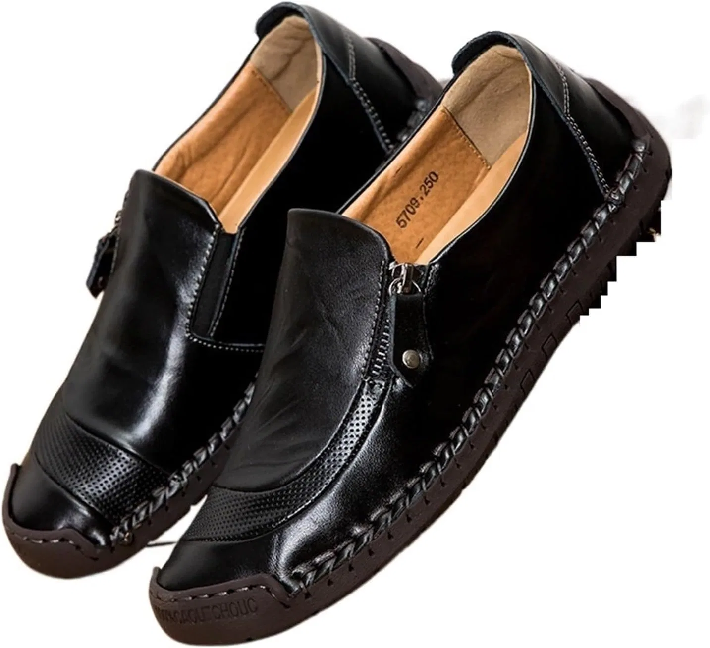 Мокасины мужские дышащие кожаные, Black EXAMEEEU