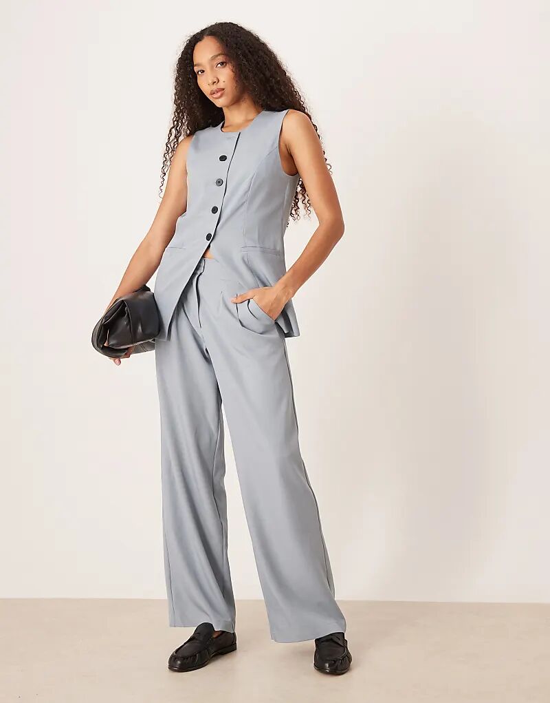 

Комбинируемые брюки JDY с высокой талией и складками, цвет пыльно-синий