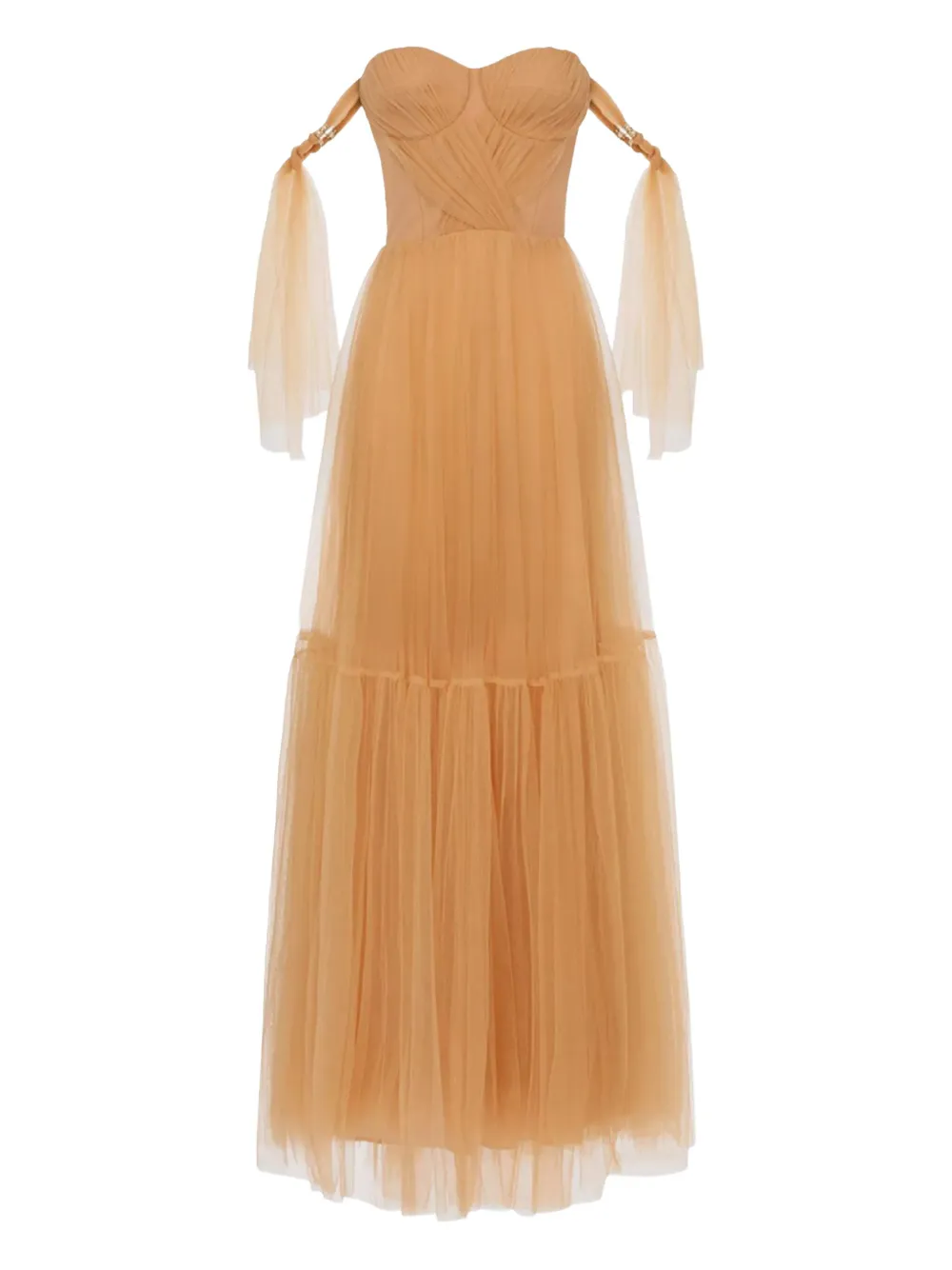 

Платье макси из тюля Elisabetta Franchi, нейтральный