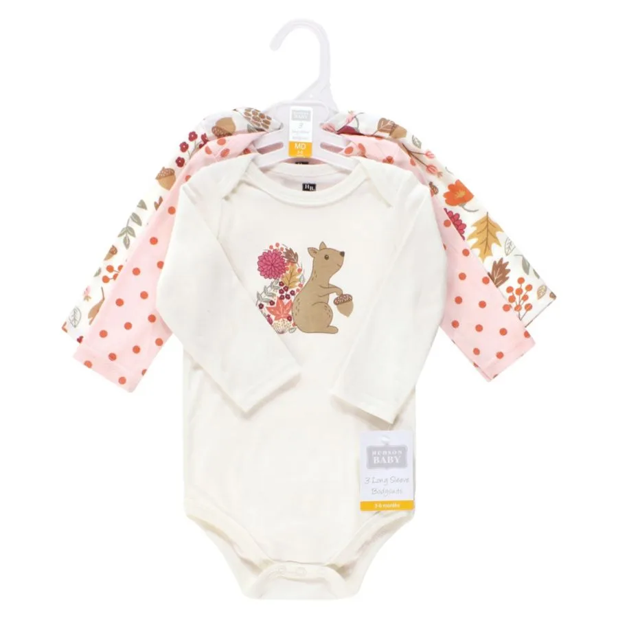 Hudson Baby Хлопковые боди с длинными рукавами, комплект из 3 штук, с принтом цвета корицы — фото 2