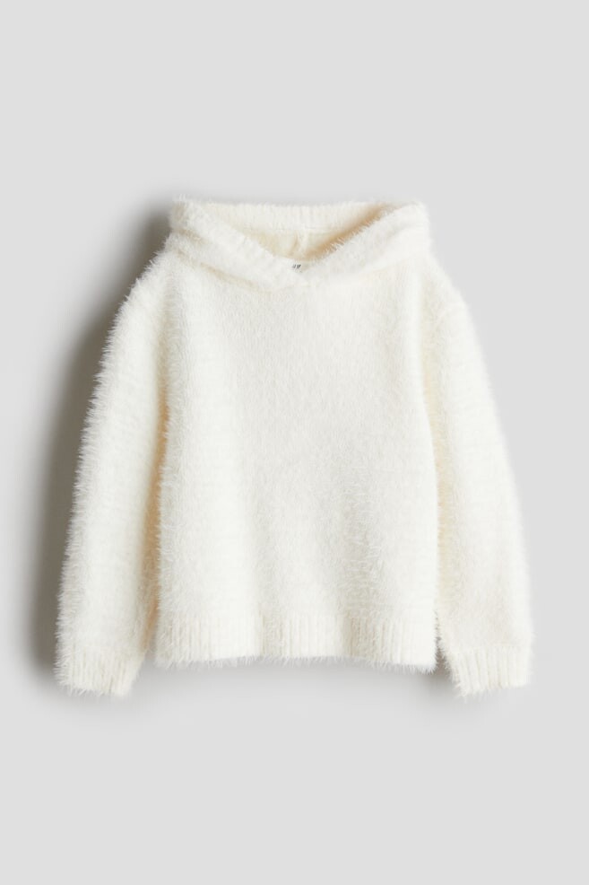 

Пушистое вязаное худи H&M, белый