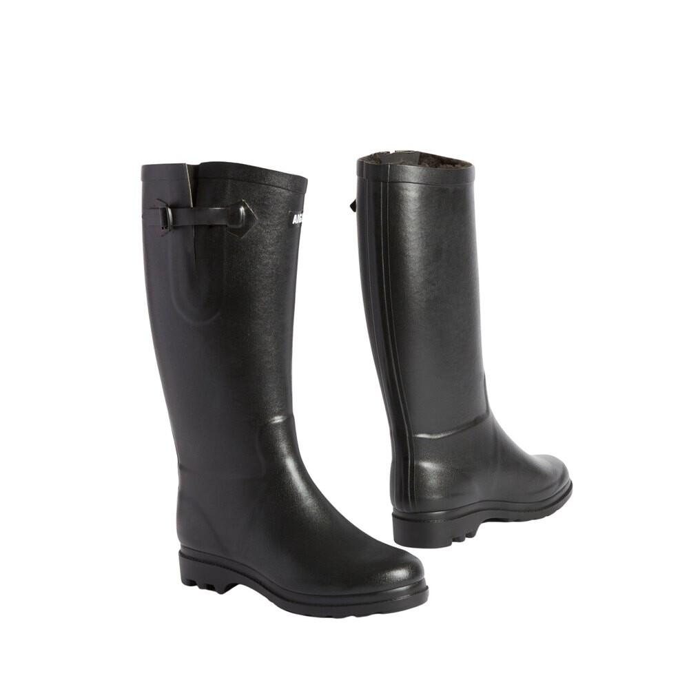 Сапоги женские резиновые Aigle Aiglentine F2NL с логотипом, черный