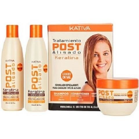 

Набор Keratin Straightening Post Treatment шампунь 250мл + кондиционер 250мл + маска 250мл, Kativa