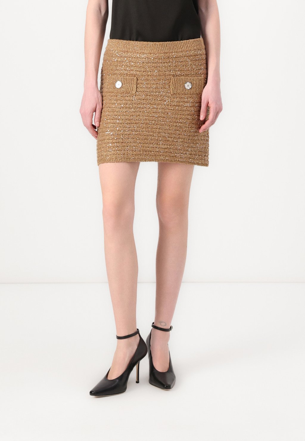 

Мини-юбка MILETTO GONNA STUOIA CON PAILLETTES Pinko, бежевый