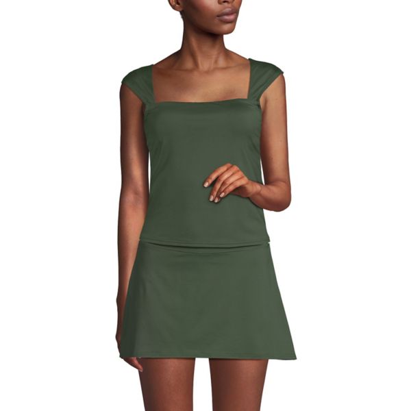 

Женский топ-танкини с квадратным вырезом и косточками Lands' End, цвет rich olive green