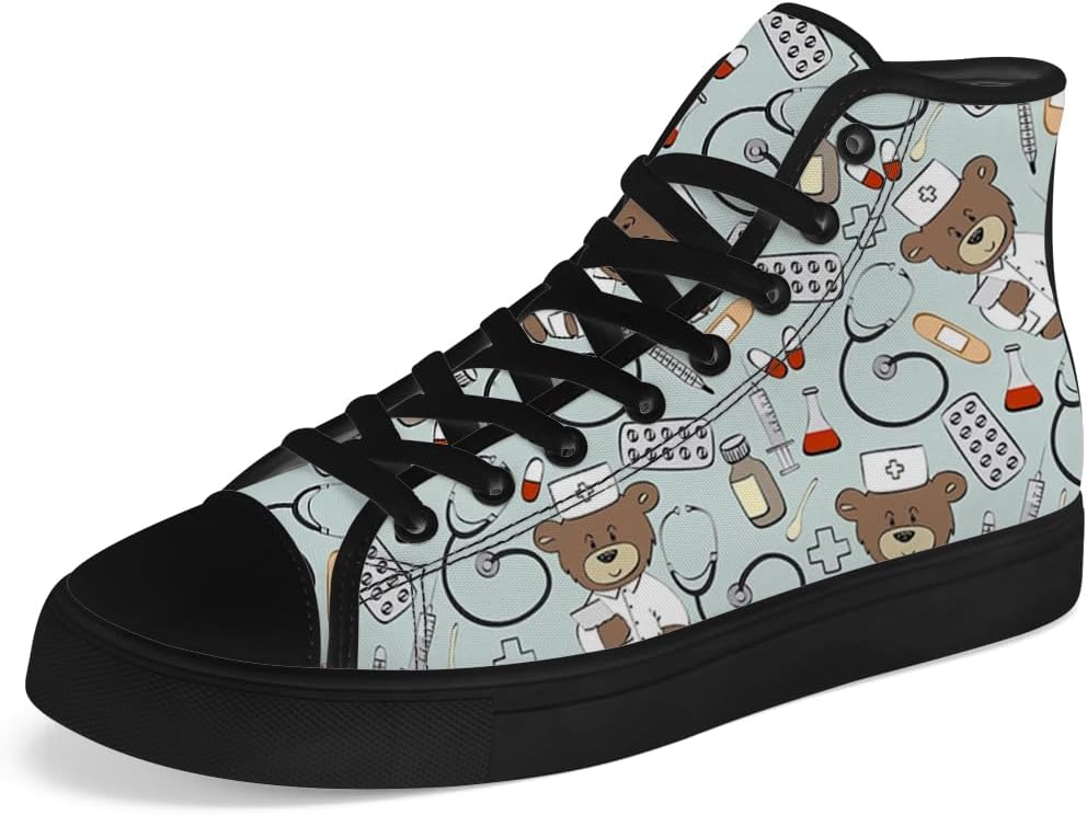 

Мужские и женские высокие кеды Chebing с медвежьим рисунком, сандалии на шнуровке, повседневная обувь, синий