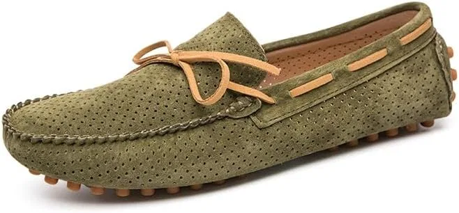 Мокасины перфорированные замшевые, Loafers for Men, армейский зеленый PUGHGAETZF