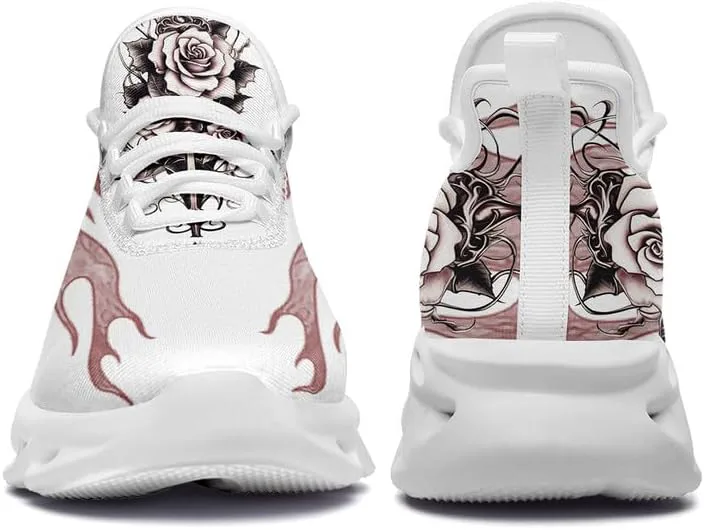 

Модные кроссовки с черепом для мужчин и женщин, с дерзкой элегантностью, готические легкие кроссовки из сетки EVA для ходьбы, тенниса и спорта AWSOLE, белый