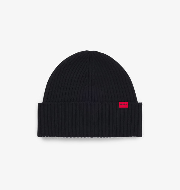 

Шапка-Бини Brand-Patch из смеси шерсти Hugo, черный