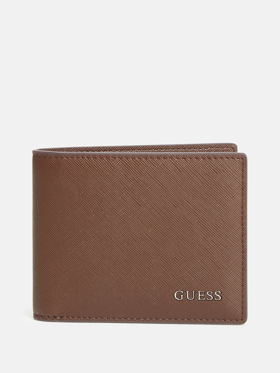 

Кошелек двойного сложения из искусственной кожи с штриховкой Guess Factory, цвет Brown Leather