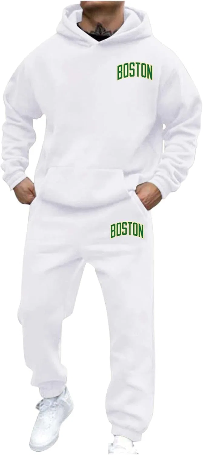 Спортивный костюм с принтом, мужской, Boston-white