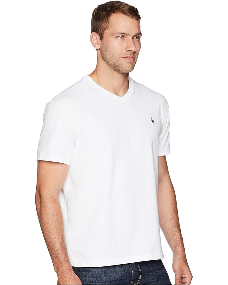 Футболка Polo Ralph Lauren Classic Fit V-Neck, белый — фото 4