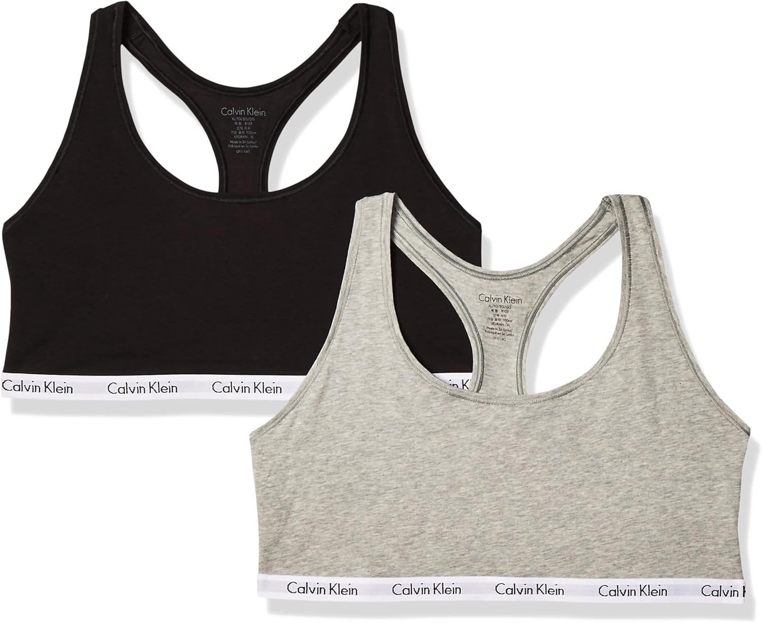 

Комплект из 2 женских бюстгальтеров-бралеттов Calvin Klein Modern Cotton, Black/Grey Heather