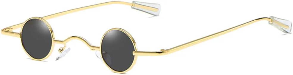 

Маленькие круглые солнцезащитные очки для женщин в стиле ретро, ​​модные, с широкой переносицей, панк, стимпанк, винтажные, черные MTZJH, Gold Frame Black