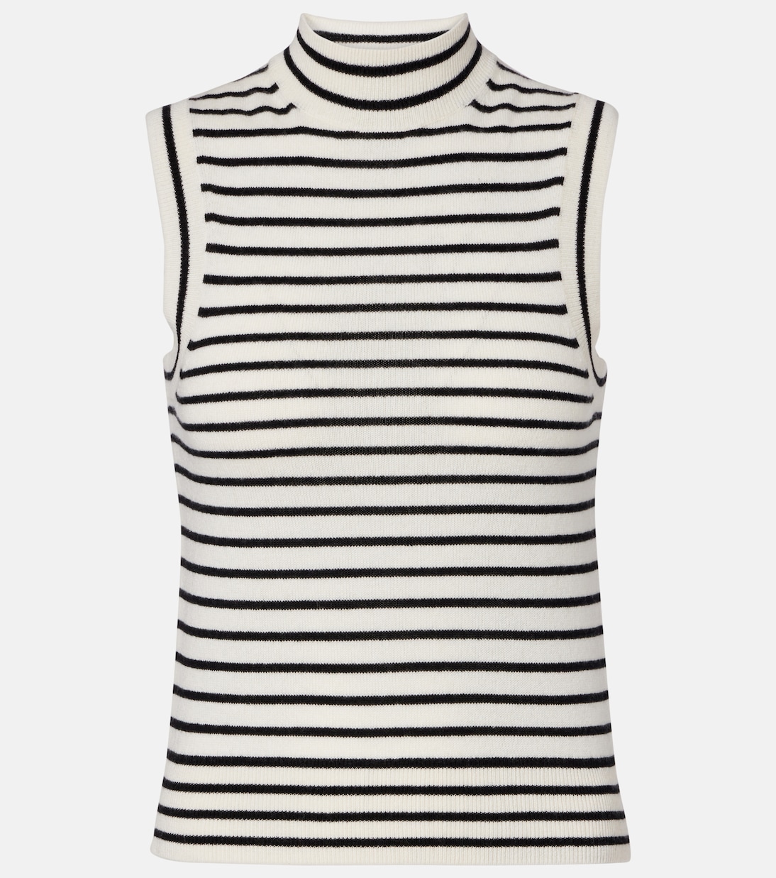 

Машин полосатый кашемировый водолазный топ Nili Lotan, Ivory W/ Black Stripe