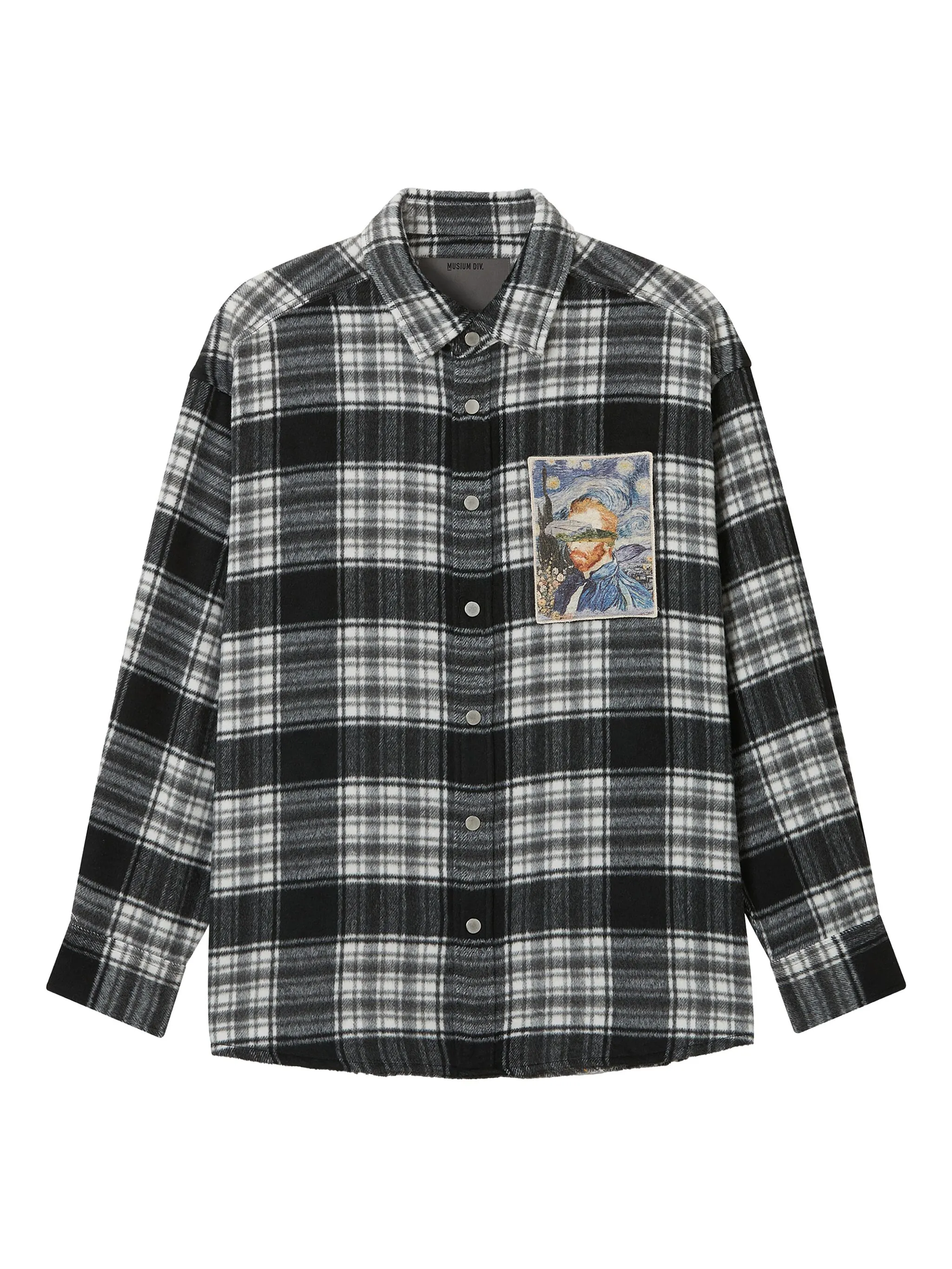 

Клетчатая рубашка с аппликацией Musium Div., черный