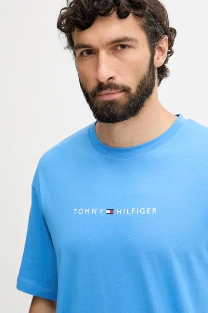 Футболка хлопковая с логотипом Tommy Hilfiger, синий — фото 4