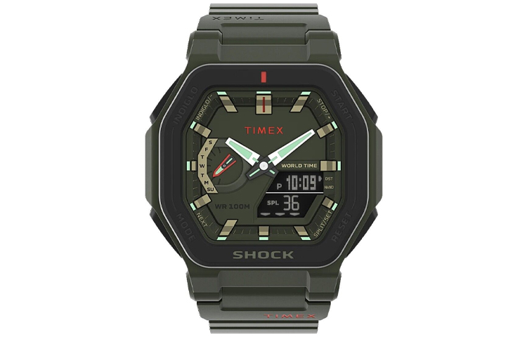 

TIMEX Часы Command Collection Wrist Watch Quartz Movement Resin Strap 45mm Green Dial Men's Watch TW2V35400, Green Dial