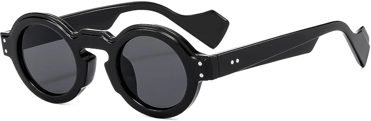 

Солнцезащитные очки с защитой от УФ-излучения UV400 | Круглые панк-очки с двухцветными заклепками | Для женщин и мужчин, для занятий спортом на открытом воздухе и вождения DSVIGF, Black