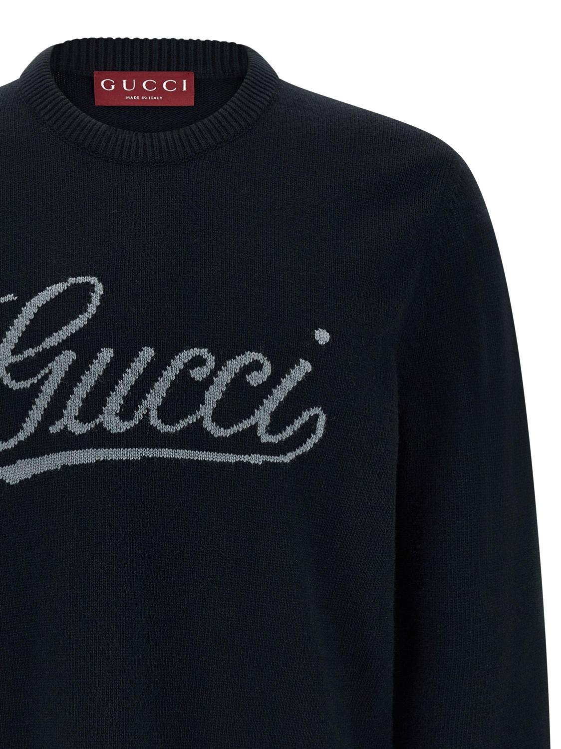 Свитер с интарсией и логотипом Gucci, синий — фото 3