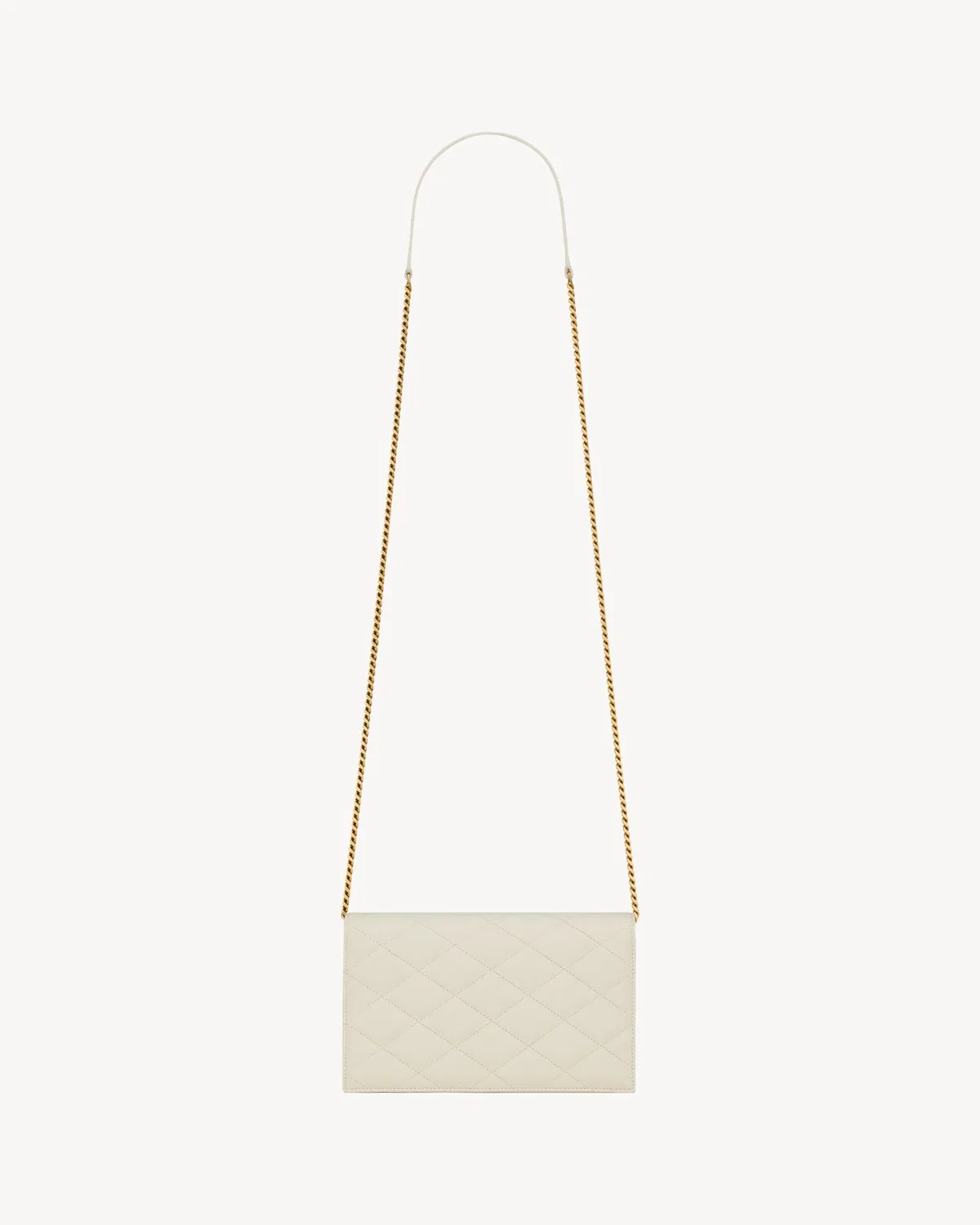 Сумка-кошелек на цепочке PARIS из кожи Grain de Poudre SAINT LAURENT, бежевый — фото 2