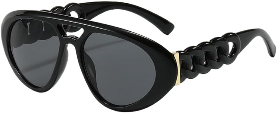 

Крупные солнцезащитные очки с двойной перемычкой овальной формы для женщин, ретро-очки с цветными линзами, модные солнцезащитные очки для мужчин с защитой от УФ-излучения UV400 UJNHGQ, Black Gray