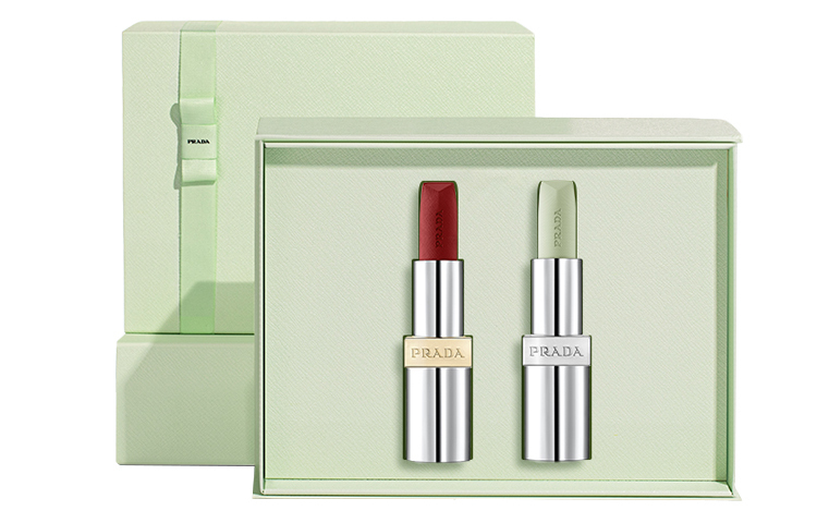 

Double Lipstick Box Limited Edition - набор помад, легко растушевывается, естественный стойкий эффект PRADA, b03 ugly красный коричневый+u000 lip balm