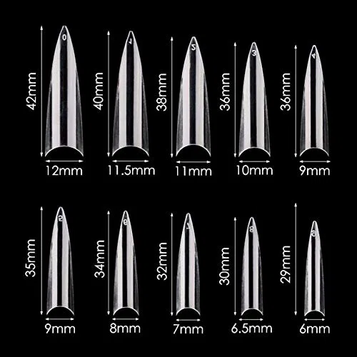 Набор длинных накладных ногтей Mwoot Stiletto, 600 шт. Mwoot, Clear