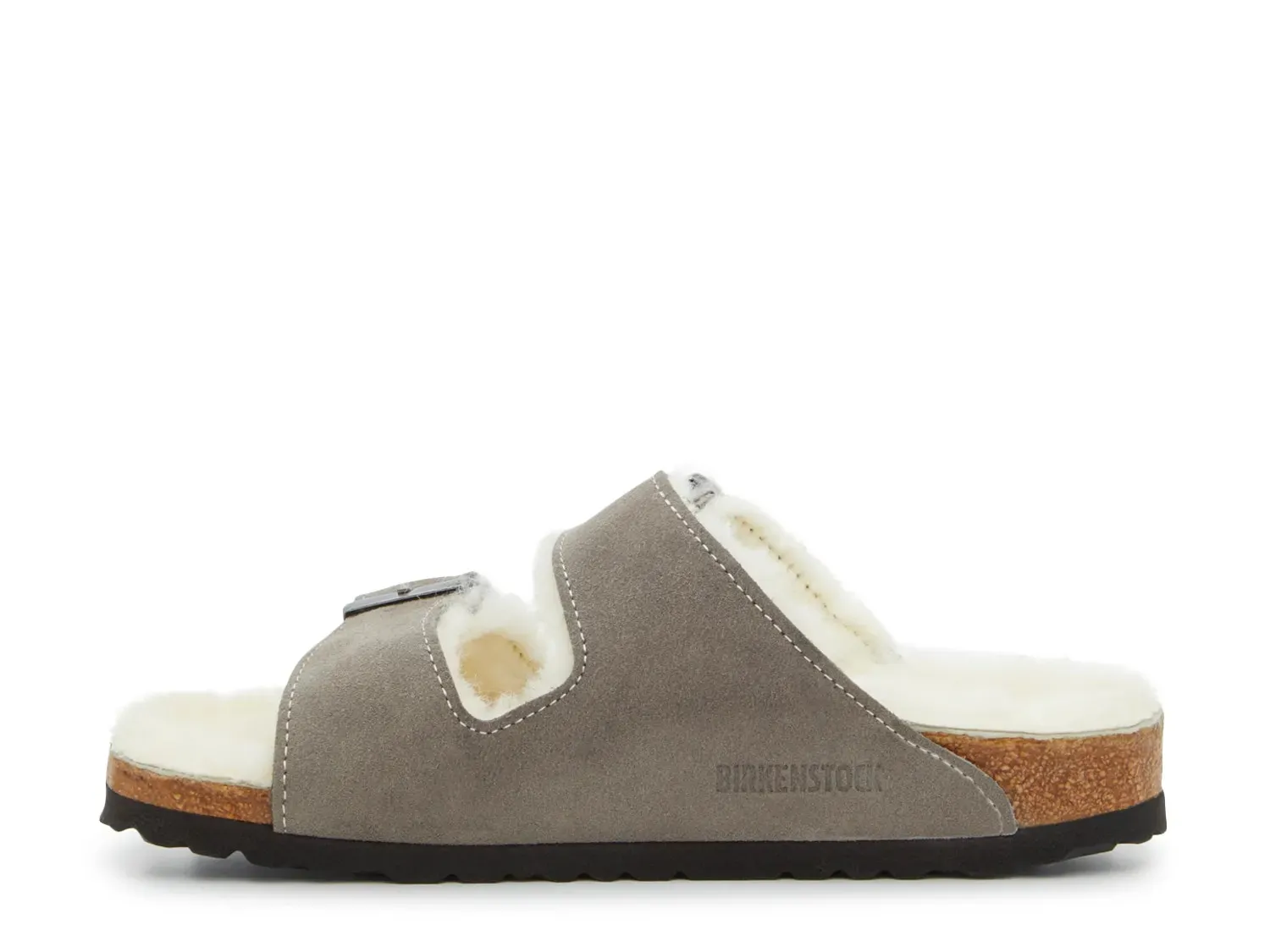 Сандалии Birkenstock Arizona Shearling Slide - женские, серые — фото 3