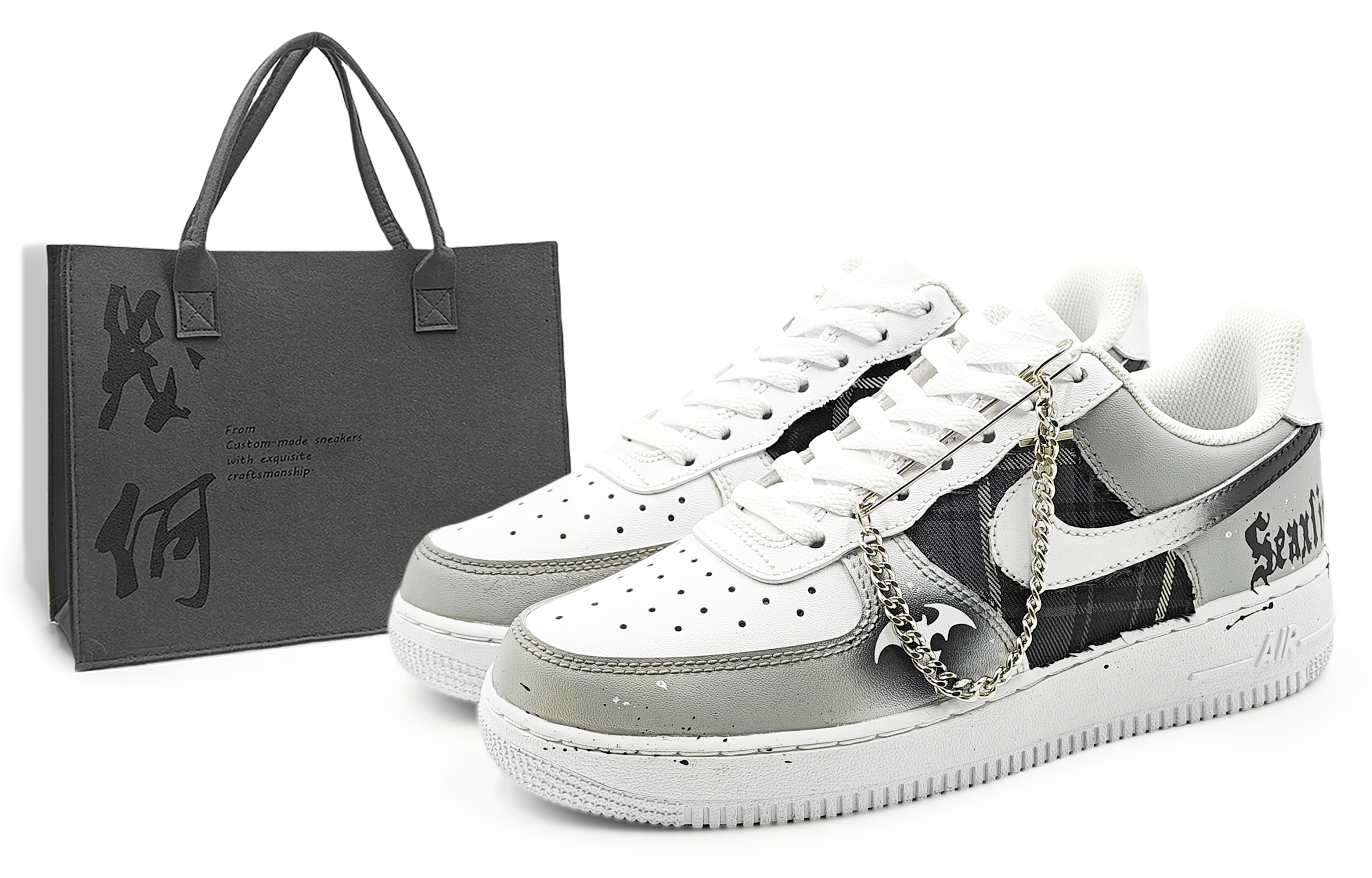

Nike Кроссовки Air Force 1 для скейтбординга, износостойкие, низкие, мужские, черные, белые, серые
