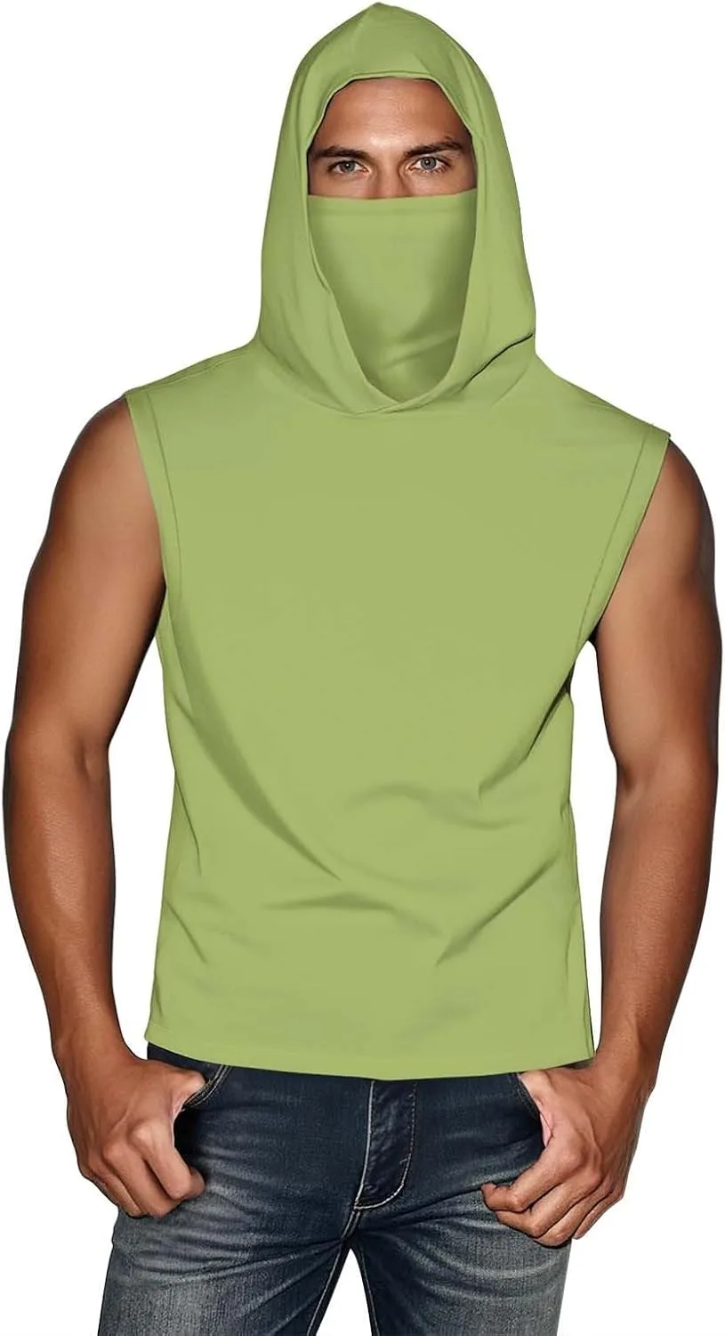 

Мужская майка с капюшоном UPF 50+ и защитной маской для тренировок