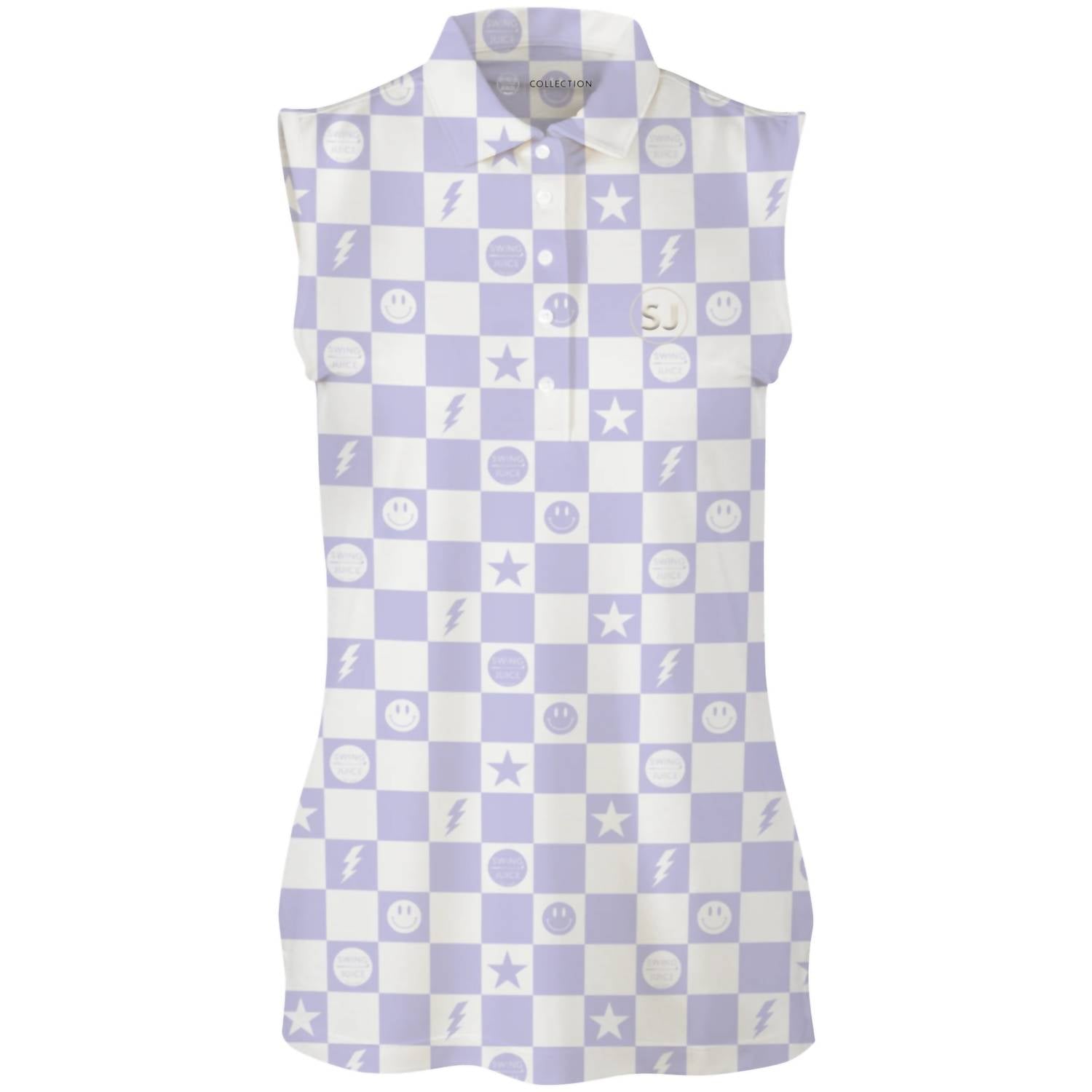 

Женская безрукавка-поло для гольфа с улыбающимся лицом, цвет слоновая кость SwingJuice