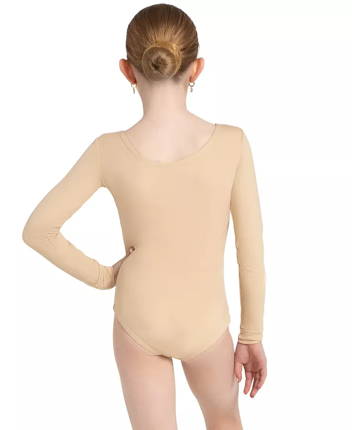 Детский длинный купальник с длинными рукавами - для девочек Capezio, загар/бежевый — фото 3