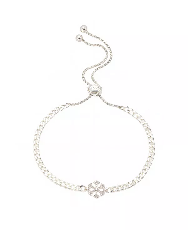 

Регулируемый браслет-боло с кубическим цирконием и снежинками Unwritten, silver