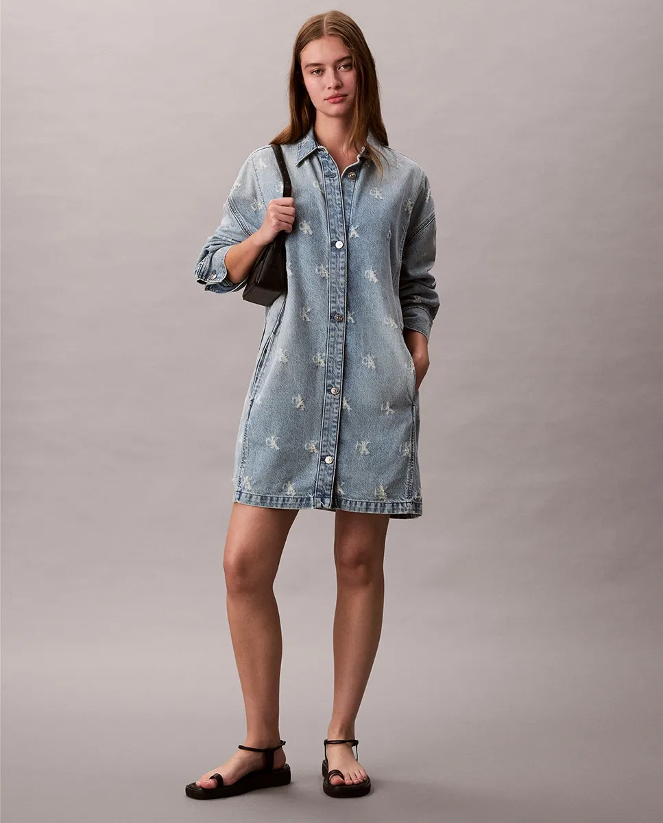 

Платье для женщины поверх джинсовой рубашки Calvin Klein Jeans, светло-голубой