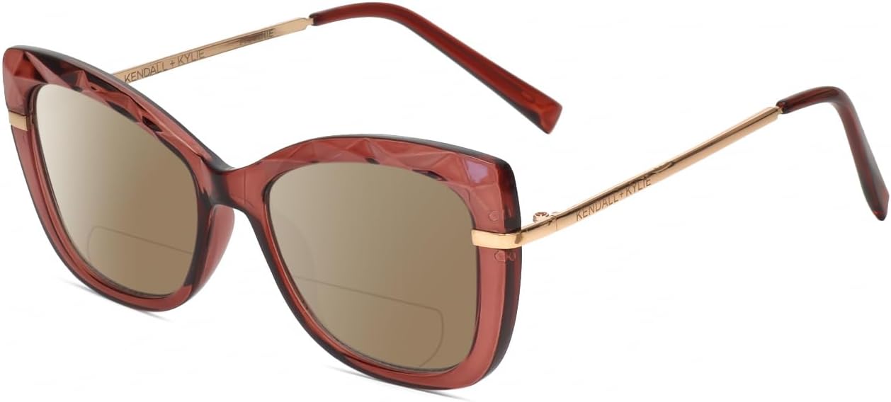 

Солнцезащитные очки Calabria K+K FRANNIE Cat Eye с поляризованными линзами и бифокальной оправой для чтения, модные дизайнерские очки с бифокальной оправой, Blush Pink Crystal Rose Gold/Amber Brown Lens