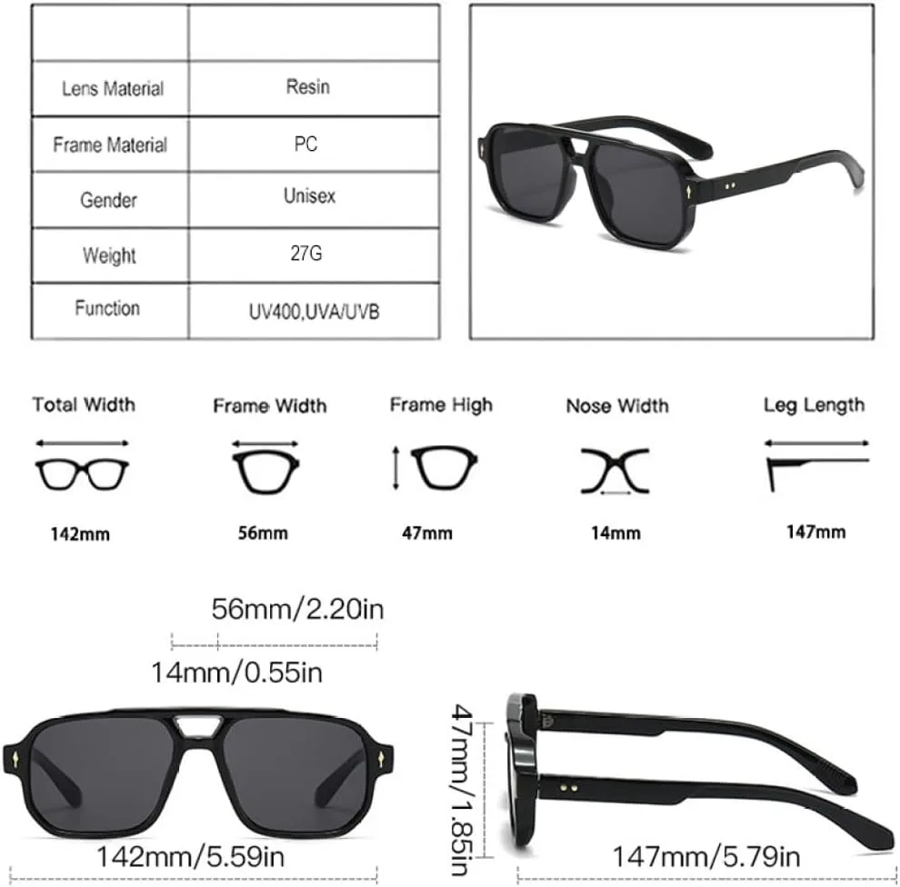 

Винтажные мужские солнцезащитные очки с двойной перемычкой, модные очки с прозрачными линзами Ocean, женские солнцезащитные очки с заклепками UV400 MTZJH, Black Red