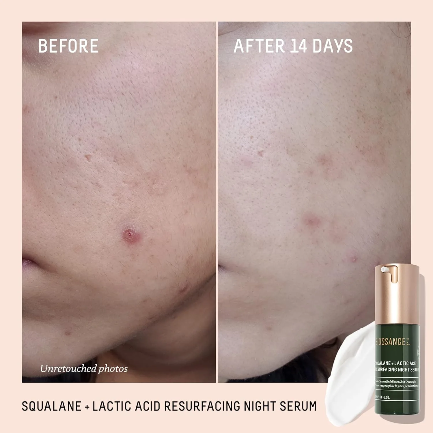 Сыворотка Biossance — Squalane + Lactic Acid Resurfacing Night Serum - веганская для лица с % молочной кислотой, 30 мл — фото 2