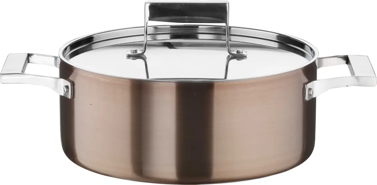 

Сковорода PINTINOX "Century", алюминий, (1 шт.), дно и боковые стенки полностью из 3-х слойного материала, индукционная Ø 24 см + высота 9,5 см, цвет altkupferfarben