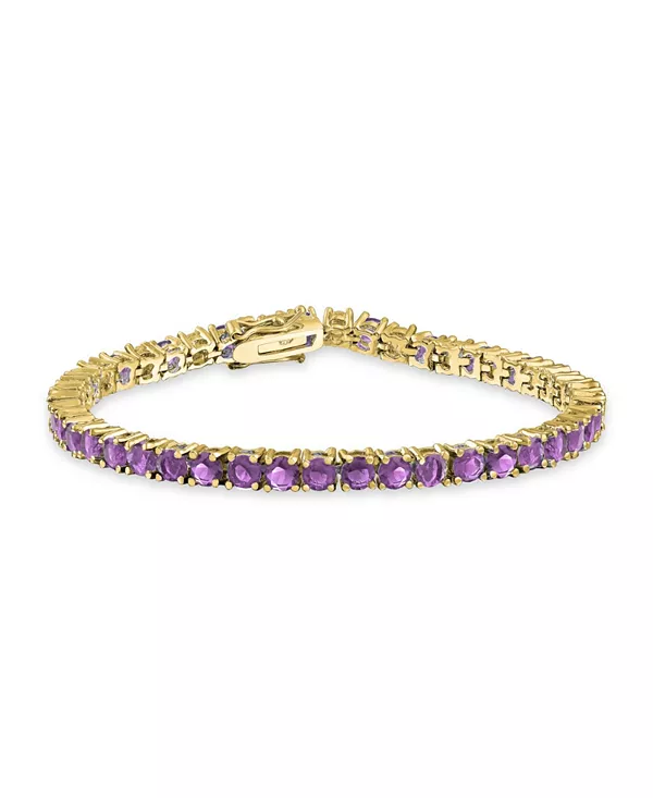 

Классический теннисный браслет с круглыми кубическими цирконами, 12 карат, позолоченный, 7,5 дюймов Bling Jewelry, purple
