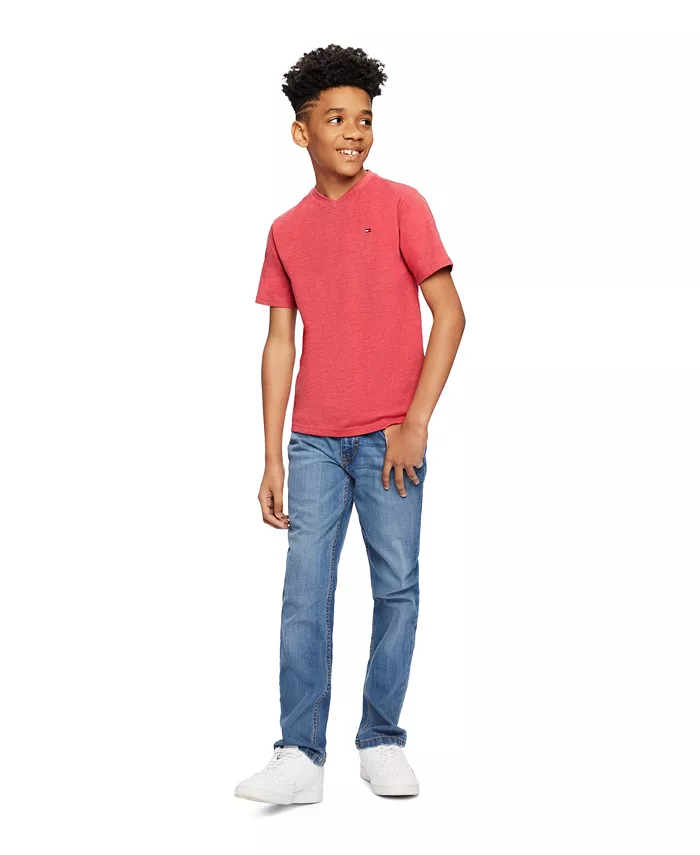 

Футболка с V-образным вырезом и вышитым логотипом для мальчиков старшего возраста Tommy Hilfiger, синий