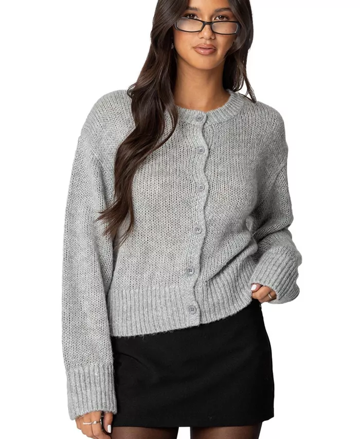 

Женский вязаный кардиган Freida Fuzzy Knit Edikted, серый