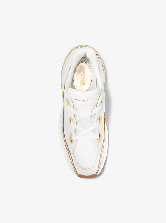 Кроссовки Toni из комбинированных материалов Michael Kors, White/Pale Gold — фото 4