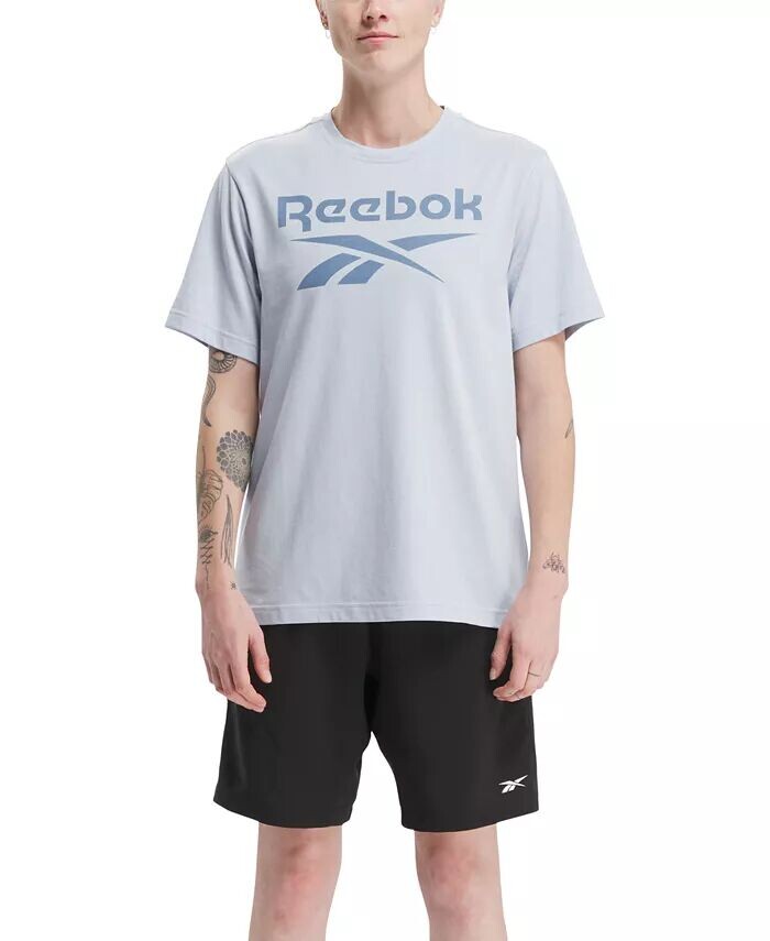 

Мужская облегающая футболка Identity с большим логотипом и короткими рукавами Reebok, синий