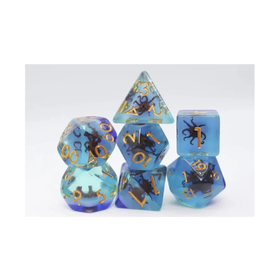 

Набор Poly — кофейный осьминог с золотом (7), Dice Sets - Resin/Acrylic - Blue, Green, & Purple (Foam Brain Games)