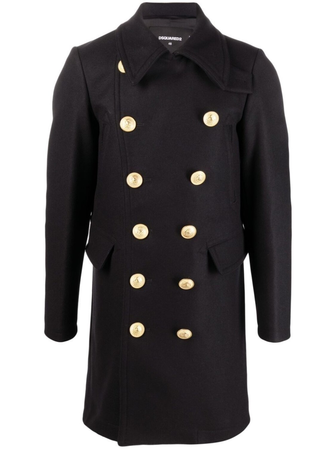 

DSQUARED2 двубортное шерстяное пальто, черный