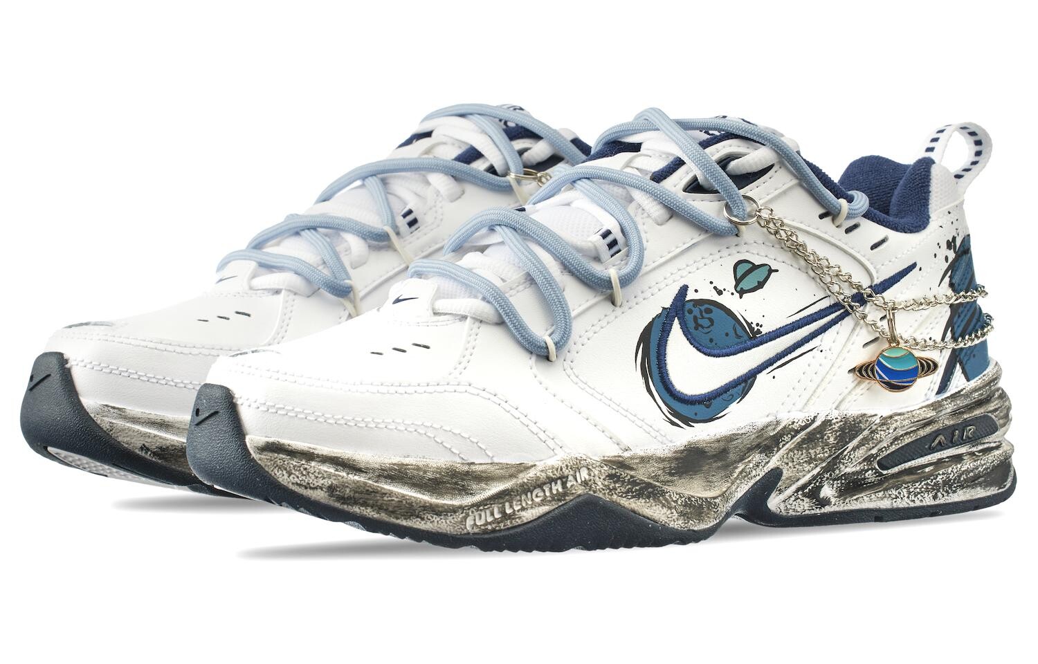 Массивные кроссовки Nike Air Monarch 4 унисекс, White/Blue — фото 3