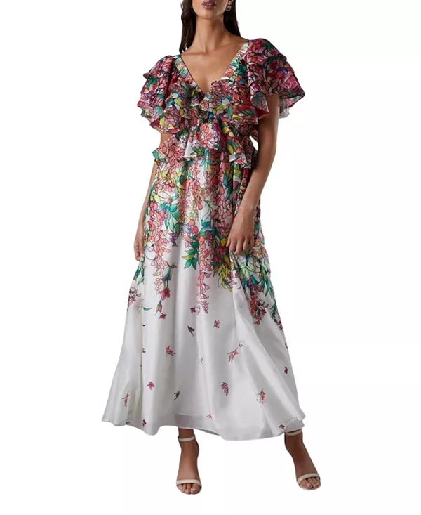 

Платье Lisa с завязками на спине и оборками и баской Coast, мультиколор