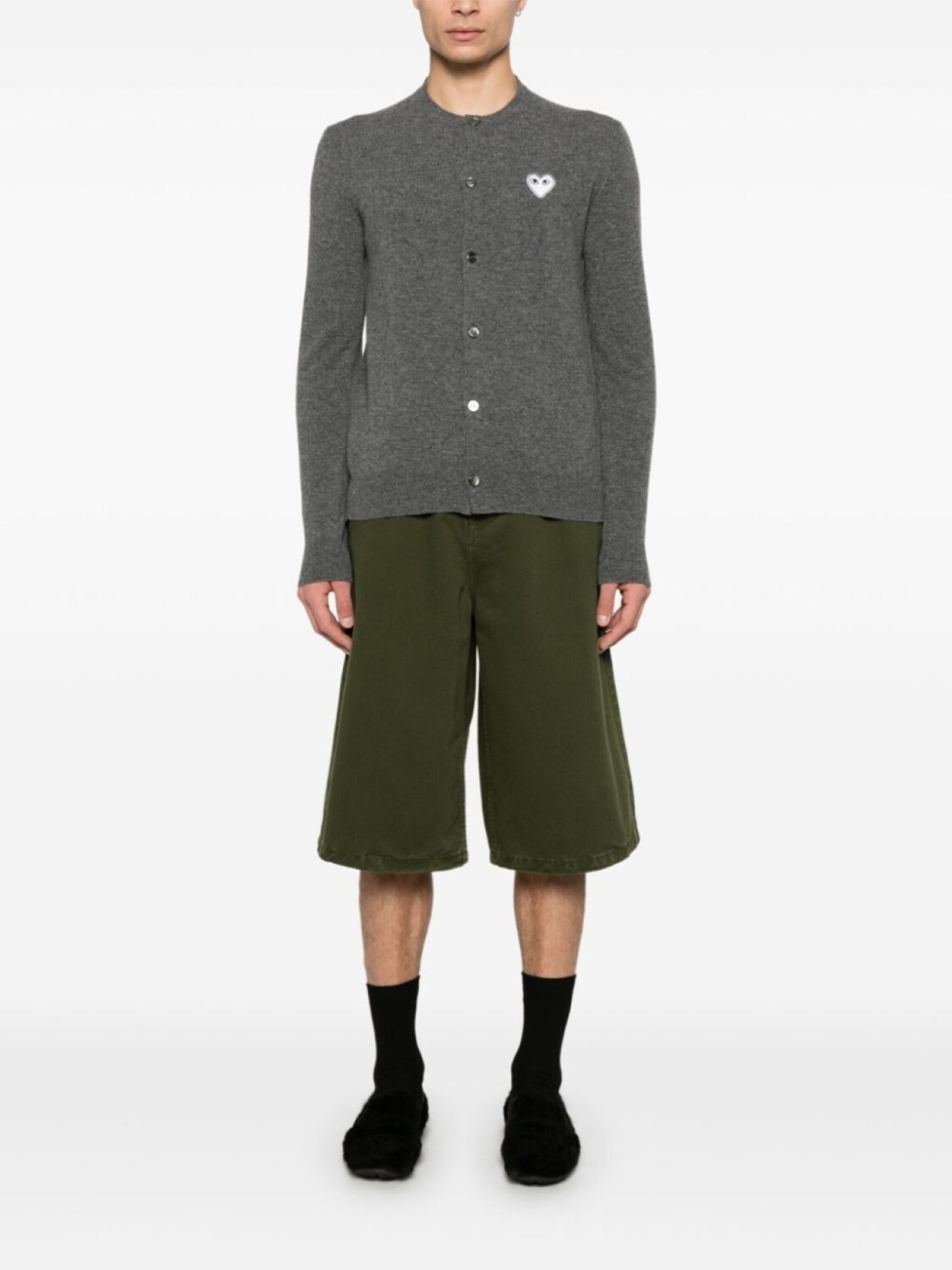 Кардиган Comme Des Garçons Play с нашивкой-логотипом, серый — фото 2