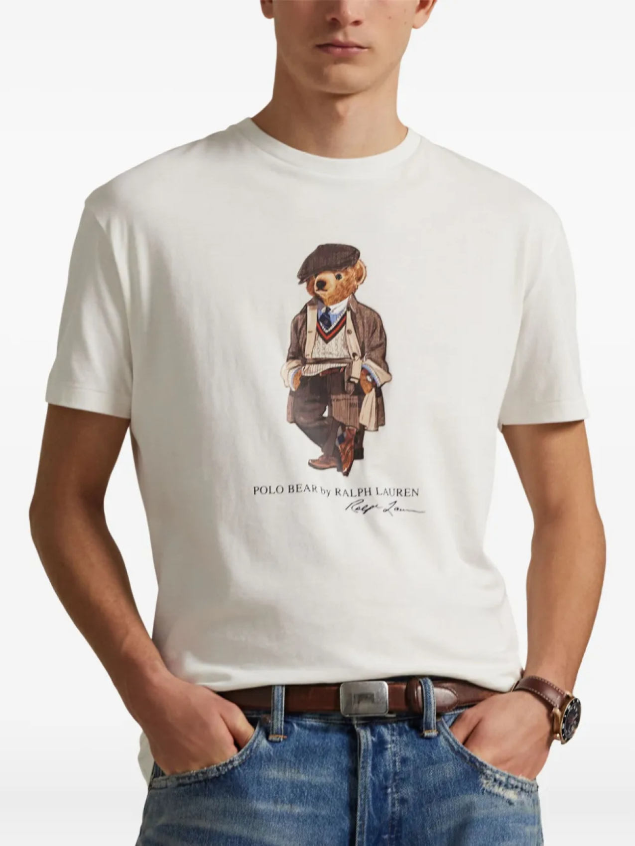 Футболка с изображением медведя поло Polo Ralph Lauren, белый — фото 3